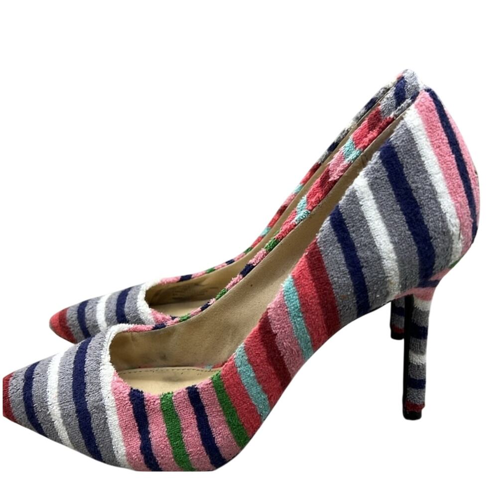 Katy Perry Scarlett Stripe Sissy‎ Terry Cloth Heels- Sz 8.5